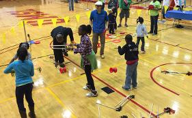 Jumpin' Joe teaching at a circus workshop st louis